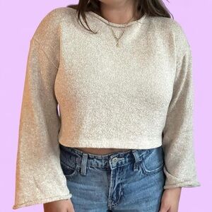 Zara Metallic Cream Crop Top